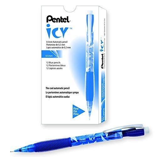 Pentel Icy Automatic Pencil, 0.50 mm, Transparent Blue Barrel, Box of 12 (AL25TC)