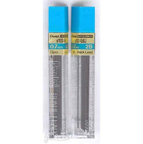 2 Tubes PENTEL Super Hi-Polymer Lead 0.7 mm 2B