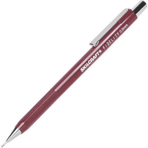 7520-00-590-1878 SKILCRAFT Push Action Mechanical Pencil - 0.5 mm Lead Size - Burgundy Barrel - 12 / Box
