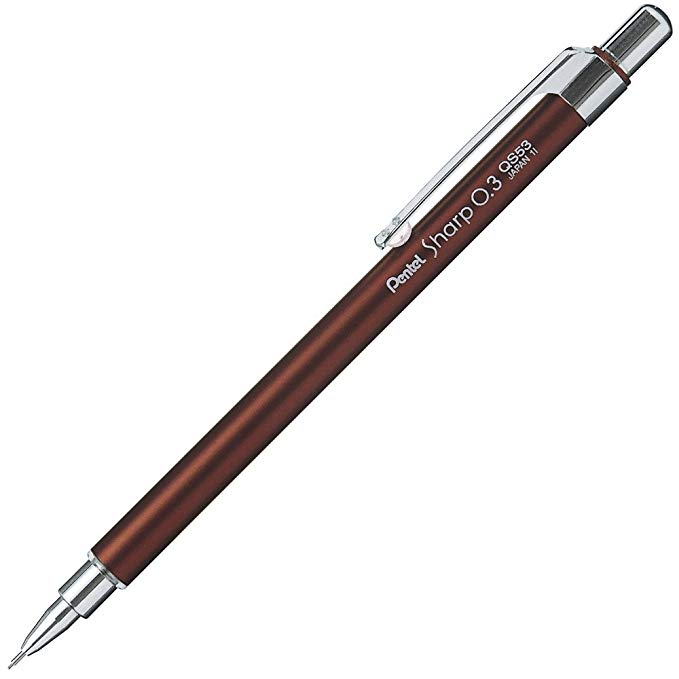 Pentel Pocket Size 0.3mm Mechanical Pencil, Bitter Brown (QS53-E)