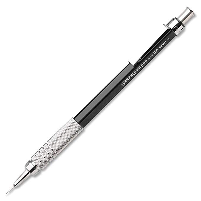 Pentel GraphGear 500 Automatic Drafting Pencil Black 0.5 mm, 2-Pack