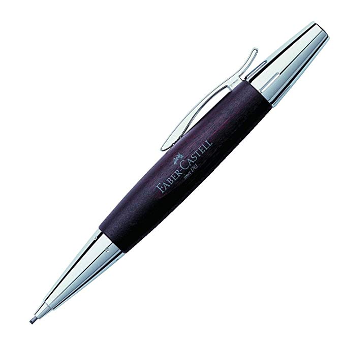 Faber-Castell Design E-Motion Pearwood Polished Chrome Dark Brown Mechanical Pencil 138381