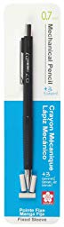 Sakura 50298 Mechanical Pencil Fixed Sleeve 0.7-mm with 3 Erasers, Black