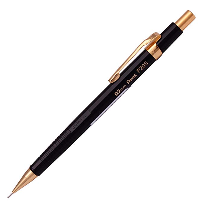 Limited Edition Pentel P205 Gilded Series Mechanical Pencil for Drafting Color Choice (Gift Boxes) (Black)