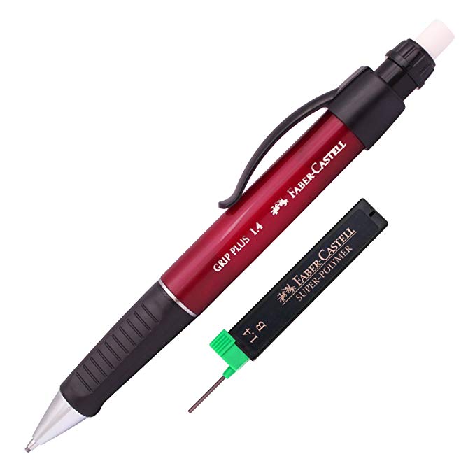 Faber Castell Grip Plus Mechanical Pencil 1.4 Mm Red Body +Super Polymer Leads 1 Tube