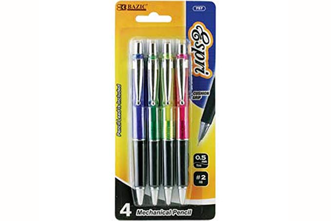 Bazic Esprit 0.5 mm Mechanical Pencil, Assorted Colors, 4-Pack (757-24P)