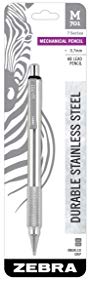 Zebra M-701 Stainless Steel Mechanical Pencil, 0.7mm Point Size, Standard HB Lead, 1-Count