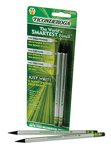 Ticonderoga 99992 SenseMatic Pencil, 0.7 mm Lead Diameter, Silver/Black Barrel