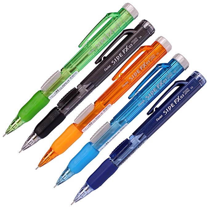 Pentel Side FX Mechanical Pencil, 0.5mm, 5 Color Barrel (Pack of 5 Pencils)