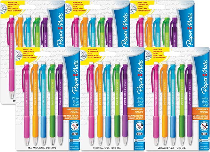 Paper Mate 61382 Write Bros. Grip 0.7mm Mechanical Pencils 6 x 5 Count (Total 30)